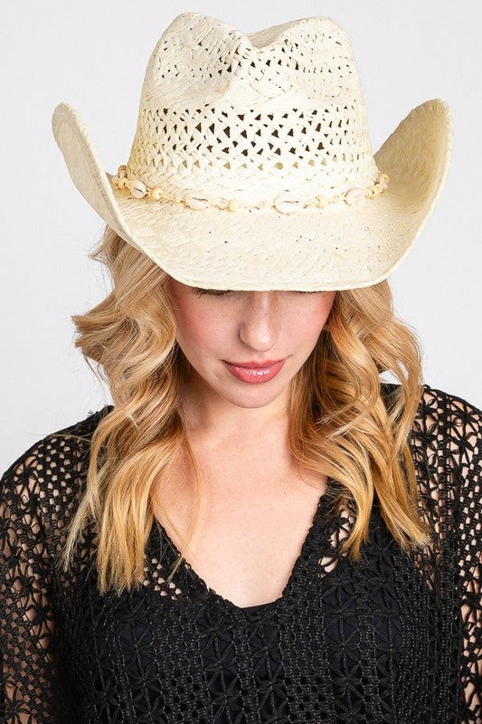 Seashell Hat Band Cowboy Straw Hat