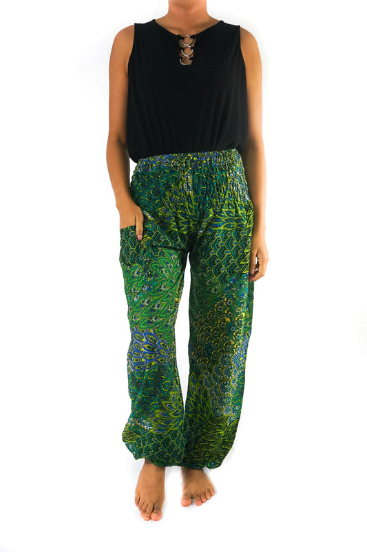 New Green Peacock Boho Hippie Gypsy Pants